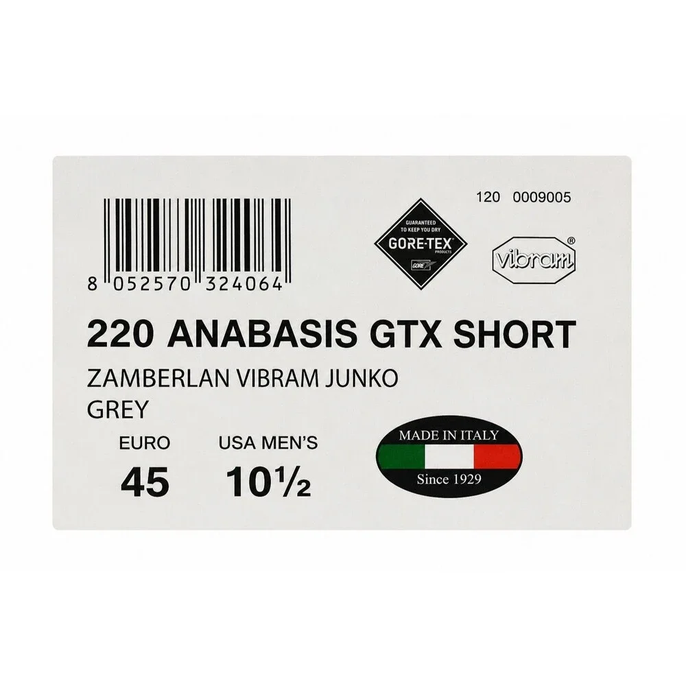 Zamberlan 220 Anabasis GTX Short Hiking Shoes Men’s Italy Vibram EU 45 US 10.5